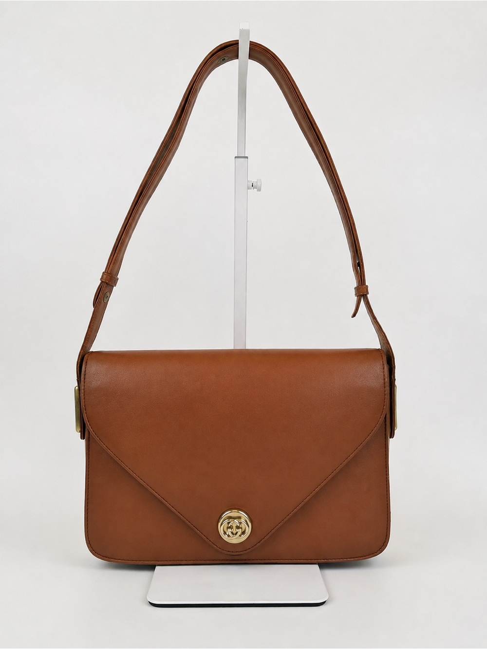 Gucci Tan Brown Leather Shoulder Bag with Gold Hardware